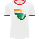 Curled India Flag Indian Day Football Mens Ringer T-Shirt White/Red
