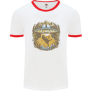 Dinosaur Abduction Aliens UFO T-Rex Mens Ringer T-Shirt White/Red