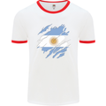 Torn Argentina Flag Argentinian Day Football Mens Ringer T-Shirt White/Red