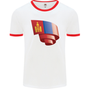 Curled Mongolia Flag Mongolian Day Football Mens Ringer T-Shirt White/Red