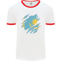 Torn Kazakhstan Flag Kazakh Day Football Mens Ringer T-Shirt White/Red