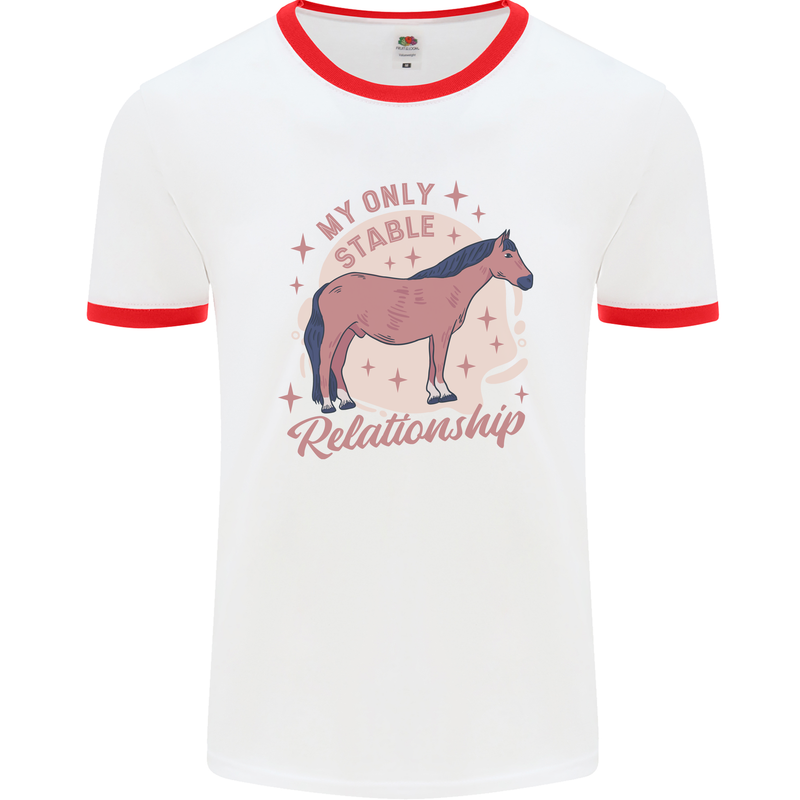 Equestrian Horse My Only Stable Relationship Mens Ringer T-Shirt White/Red