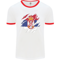 Torn Serbia Flag Serbia Day Football Mens Ringer T-Shirt White/Red