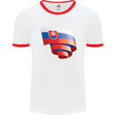 Curled Slovakia Flag Slovakia Day Football Mens Ringer T-Shirt White/Red