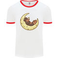 Dachshund Dog Moon Mens Ringer T-Shirt White/Red