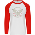 Born to Ride Biker Motorcycle Motorbike Mens L/S Baseball T-Shirt White/Red