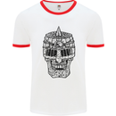 Medieval Skull Helmet Mens Ringer T-Shirt White/Red