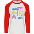 Camera Sutra Photography Photographer Funny Mens L/S Baseball T-Shirt White/Red