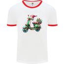 Scooter Christmas Hat MOD Moped Xmas Mens Ringer T-Shirt White/Red