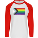 LGBTQ Flag Gay Pride Awareness Day LGBTQ Mens L/S Baseball T-Shirt White/Red