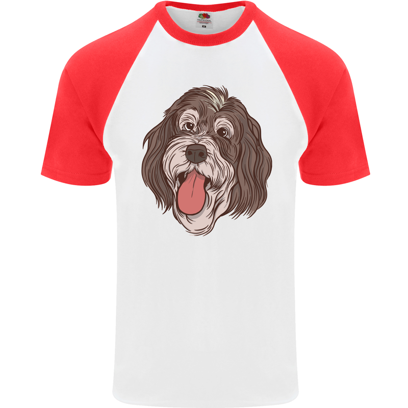 Bernedoodle Dog Mens S/S Baseball T-Shirt White/Red