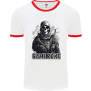 Game Zone Special Forces Video Game Skull Mens Ringer T-Shirt White/Red