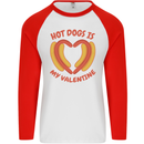 Hot Dog Anti Valentines Day Single Funny Mens L/S Baseball T-Shirt White/Red