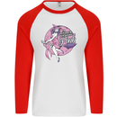 Breast Cancer Awareness Witch Halloween Mens L/S Baseball T-Shirt White/Red