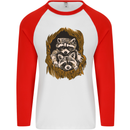 Raccoons in a Tree Mens L/S Baseball T-Shirt White/Red