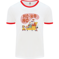 HO HO No Funny Lazy Christmas Bah Humbug Xmas Mens Ringer T-Shirt White/Red