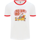 HO HO No Funny Lazy Christmas Bah Humbug Xmas Mens Ringer T-Shirt White/Red
