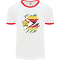 Torn Zimbabwe Flag Zimbabwean Day Football Mens Ringer T-Shirt White/Red