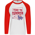 Time to Summon Cats Let's Summon Demons Mens L/S Baseball T-Shirt White/Red