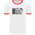 Eat Sleep Hockey Repeat Street Ice Funny Mens Ringer T-Shirt White/Red