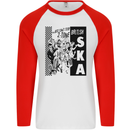 Can't Stop 2-Tone British SKA 2Tone Mens L/S Baseball T-Shirt White/Red