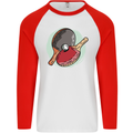 Table Tennis Paddles Ping Pong Mens L/S Baseball T-Shirt White/Red