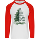 Into the Forest Outdoors Trekking Hiking Mens L/S Baseball T-Shirt White/Red