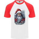 Christmas Samurai Shogun MMA Warrior Mens S/S Baseball T-Shirt White/Red