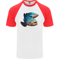 Goliath Fish Fishing Fisherman Mens S/S Baseball T-Shirt White/Red