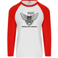 Irritable Owl Syndrome Bowel IBS Funny Mens L/S Baseball T-Shirt White/Red