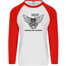 Irritable Owl Syndrome Bowel IBS Funny Mens L/S Baseball T-Shirt White/Red