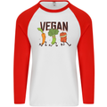 Vegan Fitness Mens L/S Baseball T-Shirt White/Red