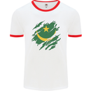Torn Mauritania Flag Mauritanian Day Football Mens Ringer T-Shirt White/Red