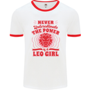 Power of Leo Girl Star Sign Zodiac Horoscope Mens Ringer T-Shirt White/Red