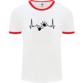 Lizard ECG Gekko Pulse Bearded Dragon Mens Ringer T-Shirt White/Red
