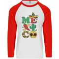 Symbols of Mexico Mens L/S Baseball T-Shirt White/Red