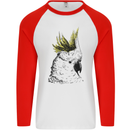 A Cockatoo Bird Mens L/S Baseball T-Shirt White/Red