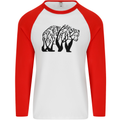 Bear Tree Animal Ecology Mens L/S Baseball T-Shirt White/Red
