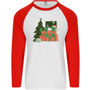 Alien Family Christmas Xmas Mens L/S Baseball T-Shirt White/Red