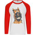 Horse Chops Equestrian Riding Mens L/S Baseball T-Shirt White/Red