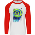 A Ferret Watercolour Mens L/S Baseball T-Shirt White/Red