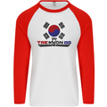 Taekwondo Fighter Mixed Martial Arts MMA Mens L/S Baseball T-Shirt White/Red