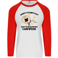 Swimming Champion Funny Fathers Day Dad Mens L/S Baseball T-Shirt White/Red