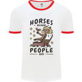 Horse Riding Because People Suck Equestrian Mens Ringer T-Shirt White/Red