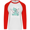 T-Rex I Love You Dinosaur Valentines Day Mens L/S Baseball T-Shirt White/Red