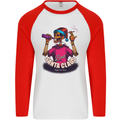 Bad Santa Claus Funny Skull Beer Alcohol Mens L/S Baseball T-Shirt White/Red