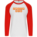 French Fries Periodic Table Chemistry Funny Mens L/S Baseball T-Shirt White/Red