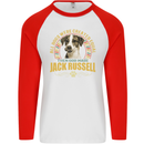 A Jack Russell Dog Mens L/S Baseball T-Shirt White/Red
