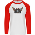 Ancient Egypt Winged Cats Eye of Horus Mens L/S Baseball T-Shirt White/Red