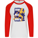 Running Every Mile Cross Country Marathon Runner Mens L/S Baseball T-Shirt White/Red